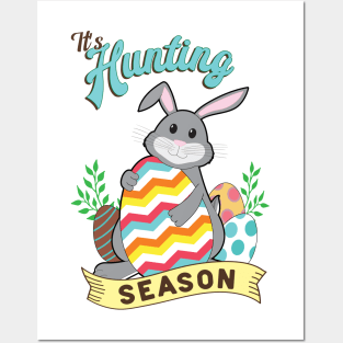 Easter Egg Hunting Cute Easter Rabbit Posters and Art